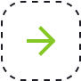 A green right-pointing arrow inside a dashed square border on a white background.